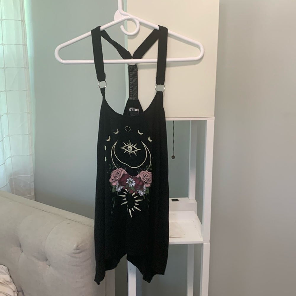 Hot Topic Flowy Gothic Emo Floral Strappy O Ring Tank Top Blouse Small